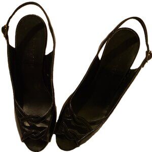 Vintage Black Patent Leather Slings